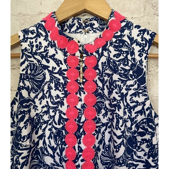 Lilly Pultizer Jonna Shift Romper 00 Blue Krillin It Lobster Stretch Crepe - Picture 2 of 6